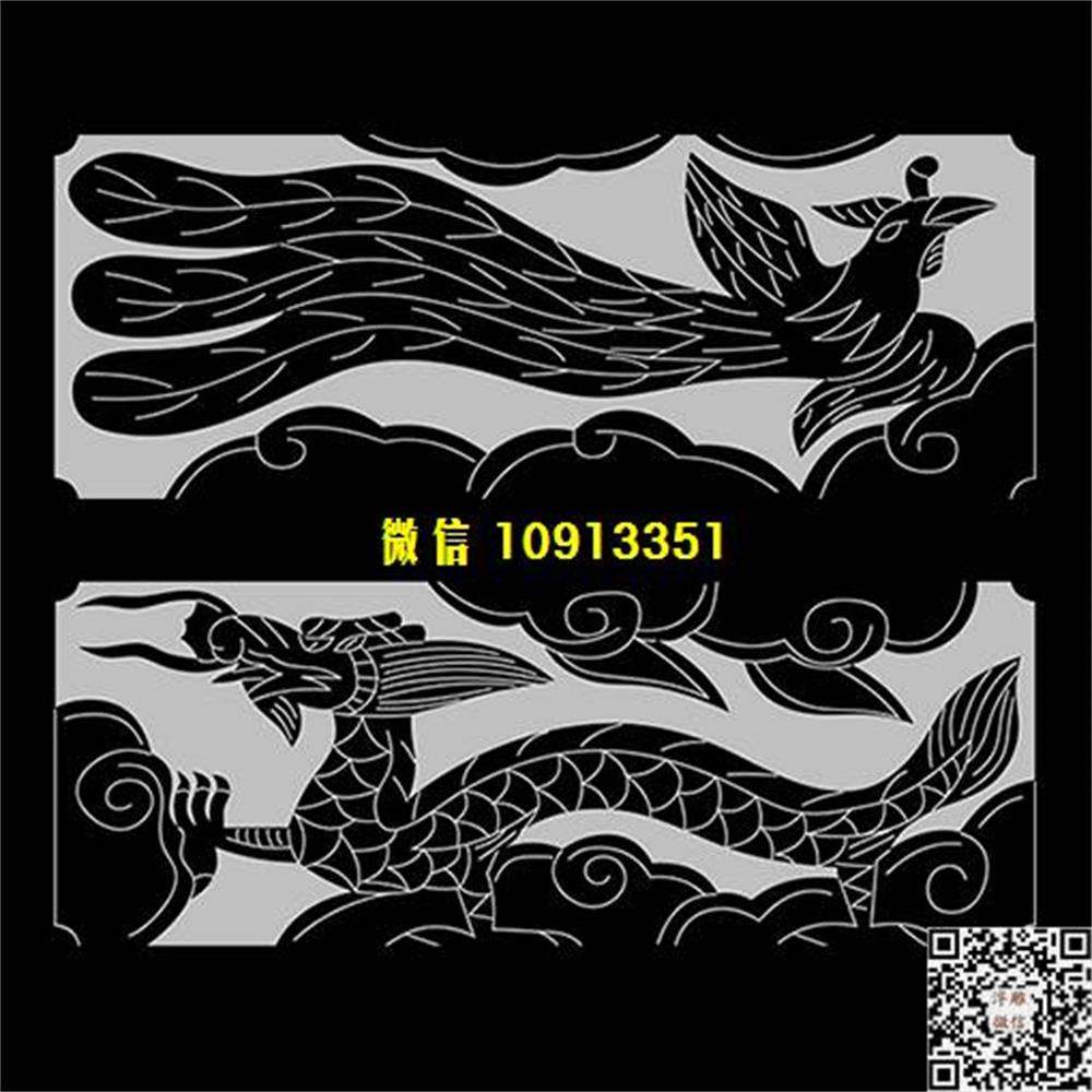 精雕图282龙凤精雕图线雕图线条图单线铣底图_电脑雕刻plt文泰矢量图精雕图浮雕图